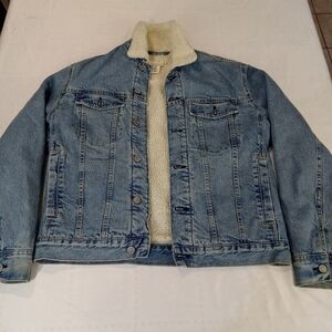 H&M LOGG Label of Graded Goods Women's Sherpa Denim Jacket size Medium